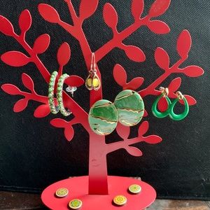 90's Earrings 4 Pairs of Green Earrings - Vintage Green Earrings